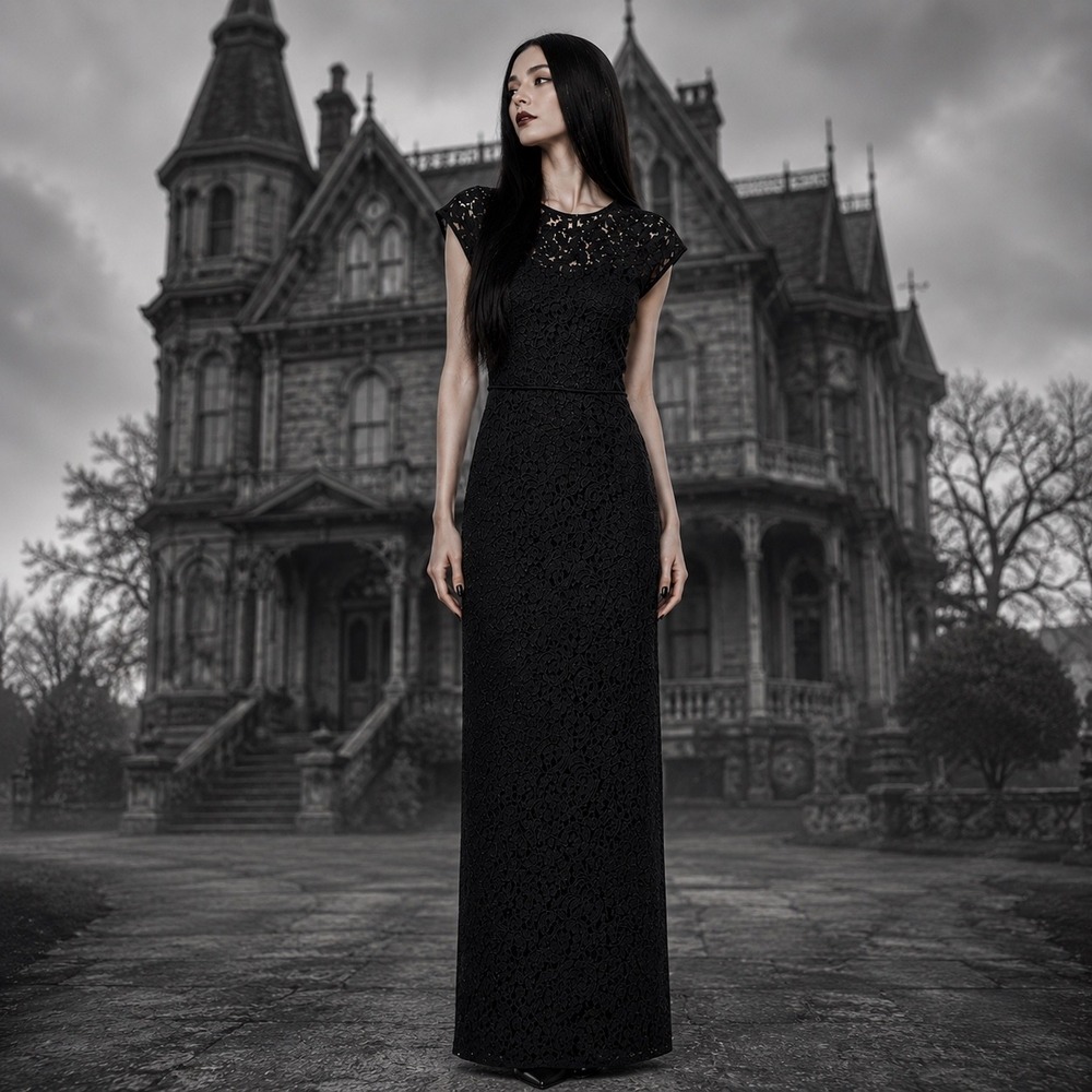 J.Crew Salina Lace Maxi Dress Whimsigoth Fairy Goth Witchy Halloween Black 4